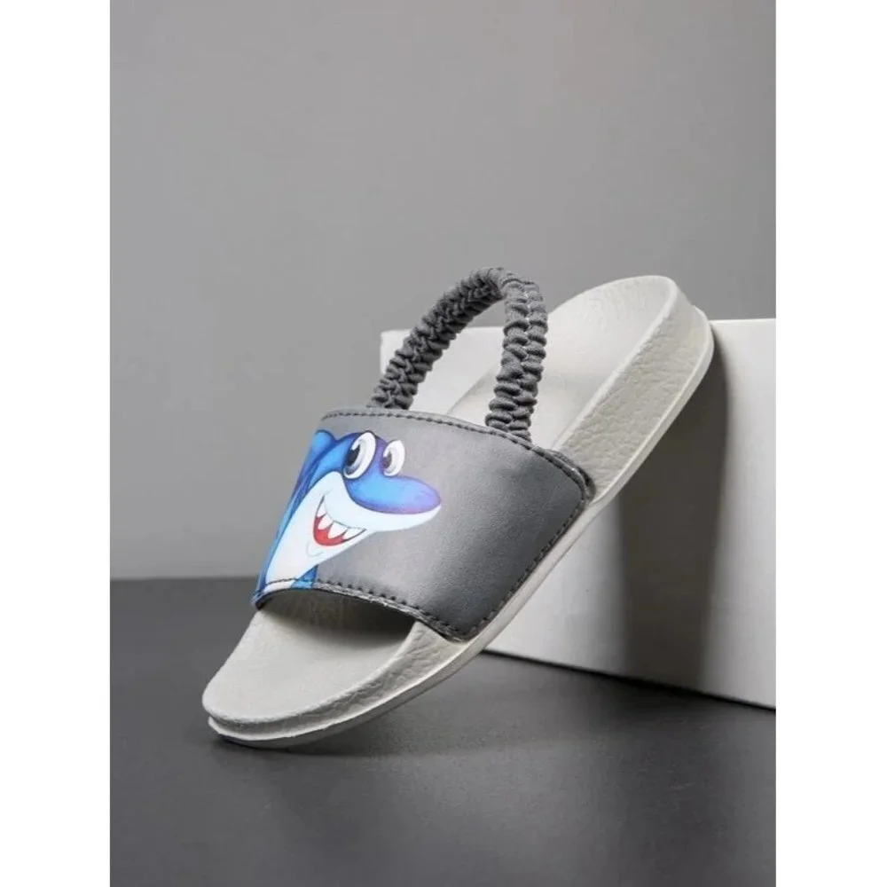 New Shein Boys Cartoon Baby Shark Print Slides in‎ Gray - Size EUR 23 (US 7.5)